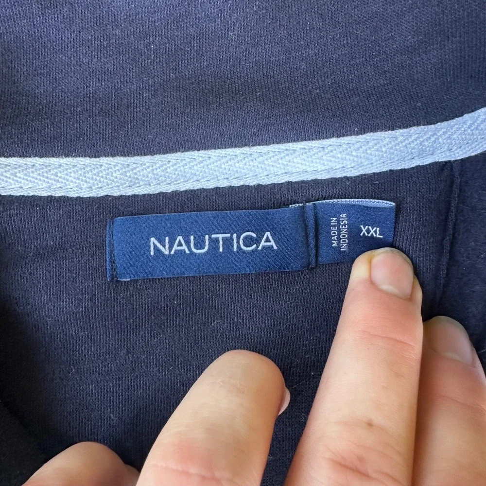 Nautica Quarter Zip Pullover Mens XXL Navy White Colorblock Mock Neck K2762S NWT